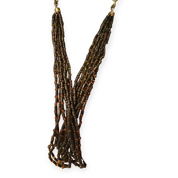 "RetroGlam Brown Delight" Vintage 1980s Multi-stranded Beaded Necklace - Picture 7 of 10